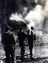 Dreghorn Castle 1955. Ruins of the castle set on fire.