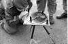 Sapper W. Grieve using a Gap Measuring Instrument at Barry Buddon circa early 60s. ( The teaching of engineering skills would normally take place when parachuting was cancelled).