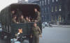 Outside 2 Troop Drill Hall, 28 York Place, Edinburgh circa late 50s. Cpl. Tom McAlpine on road. L to R on 3 tonner  Sappers Brian McKean, John Houliston, John Whitern, Bill Roberts and L/Cpl John Donaldson.