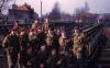 Sgt. George Muir with some of 1 Troop posing for a picture having pushed the Double Single Bailey Bridge over the Water of Leith at Murrayfield. 